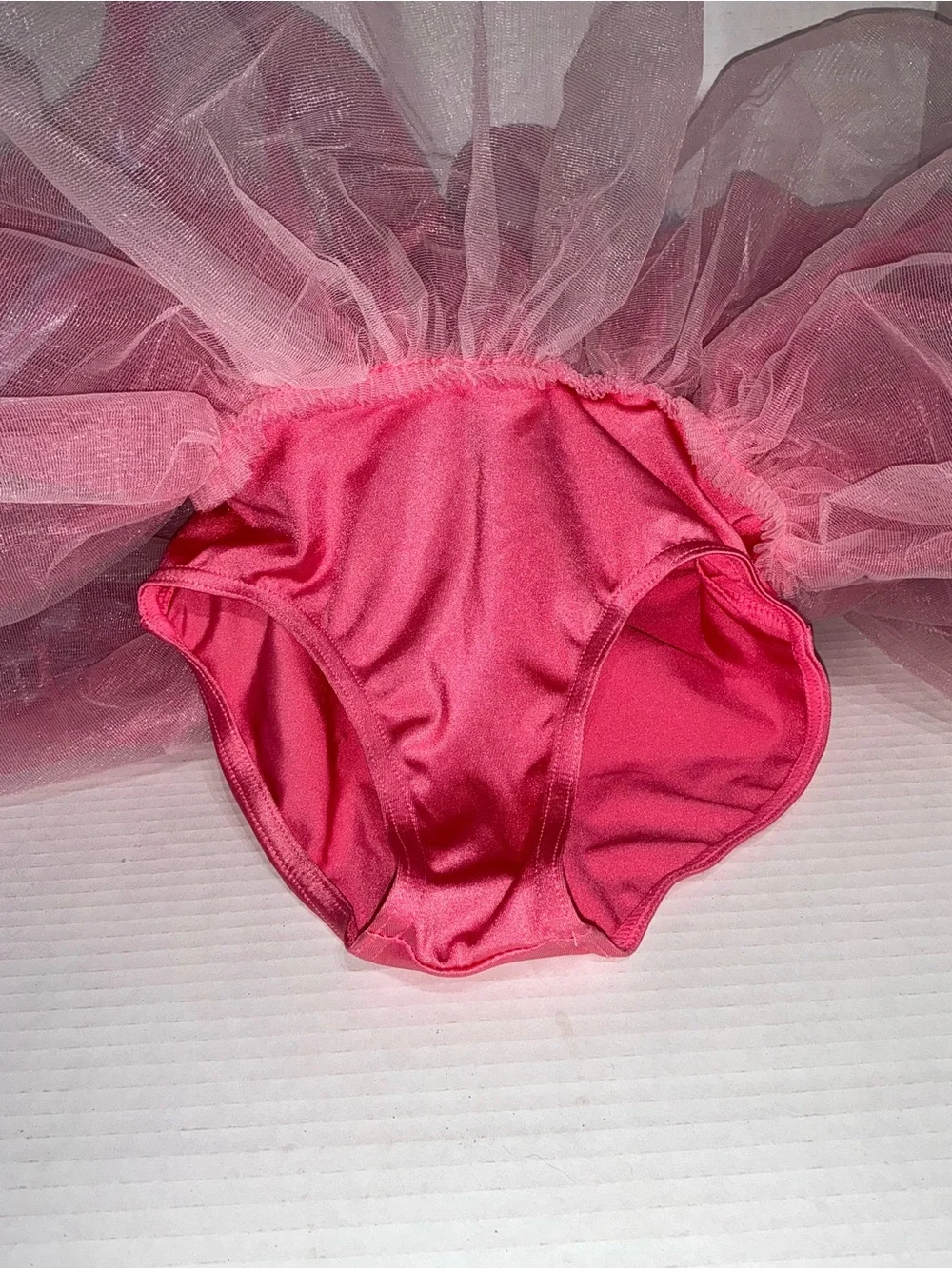Weissman Pink Tulle Dance Dress with Blue Trim and Floral Accents Child Small